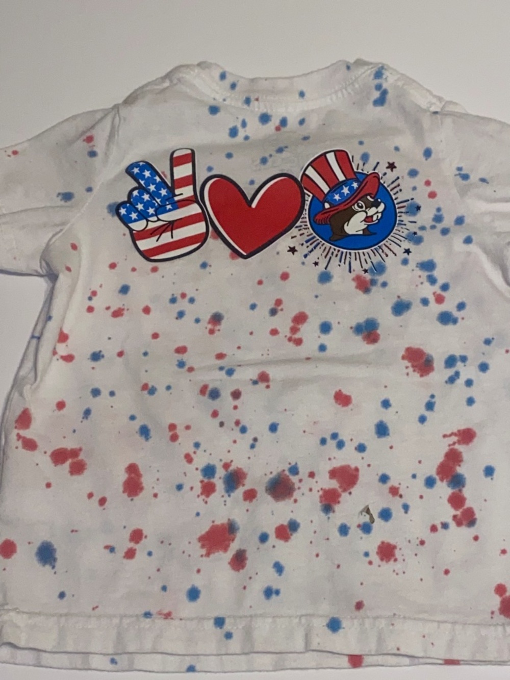 Buc-ee’s Toddler 2T Patriotic T-Shirt Peace Love Beaver Red White Blue USA